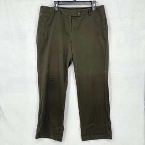 Talbots Womens Petite Army Green Mid Rise Dress Chino Work Pants Size 16P